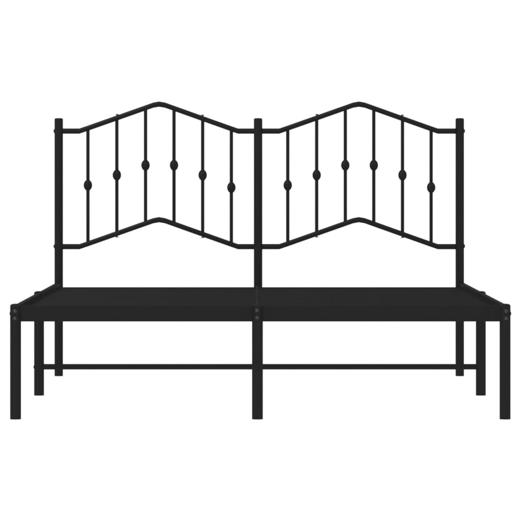 Elegant Black Metal Bed Frame with Headboard 140x200cm