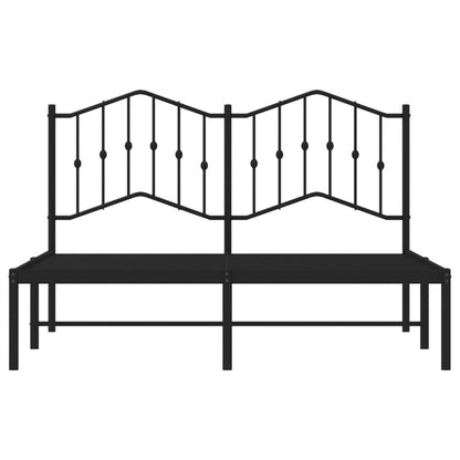 Elegant Black Metal Bed Frame with Headboard 140x200cm