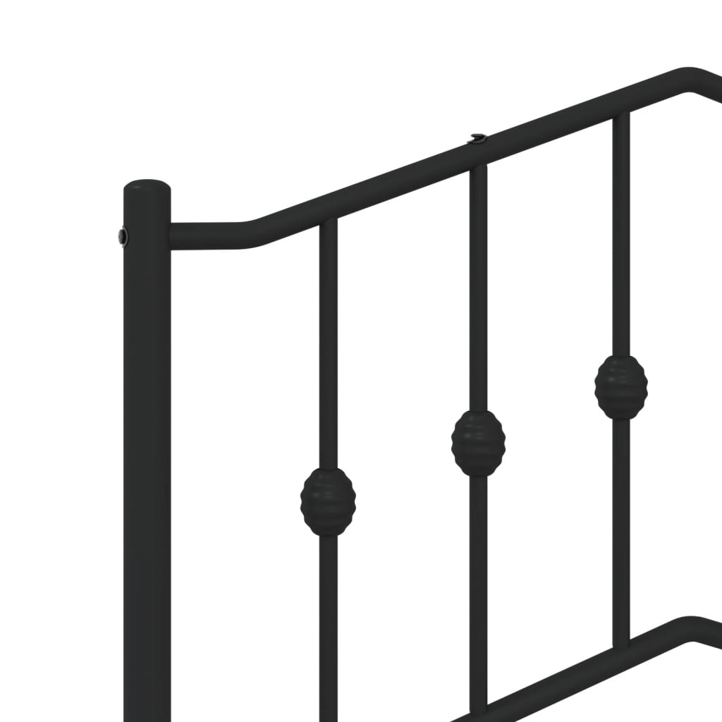 Elegant Black Metal Bed Frame with Headboard 140x200cm