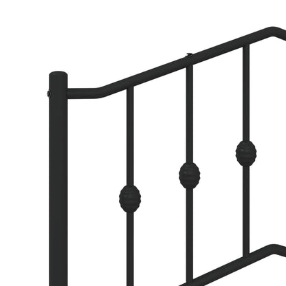 Elegant Black Metal Bed Frame with Headboard 140x200cm