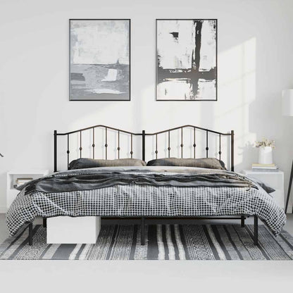 Black Metal Bed Frame with Headboard - Sturdy 183x213cm