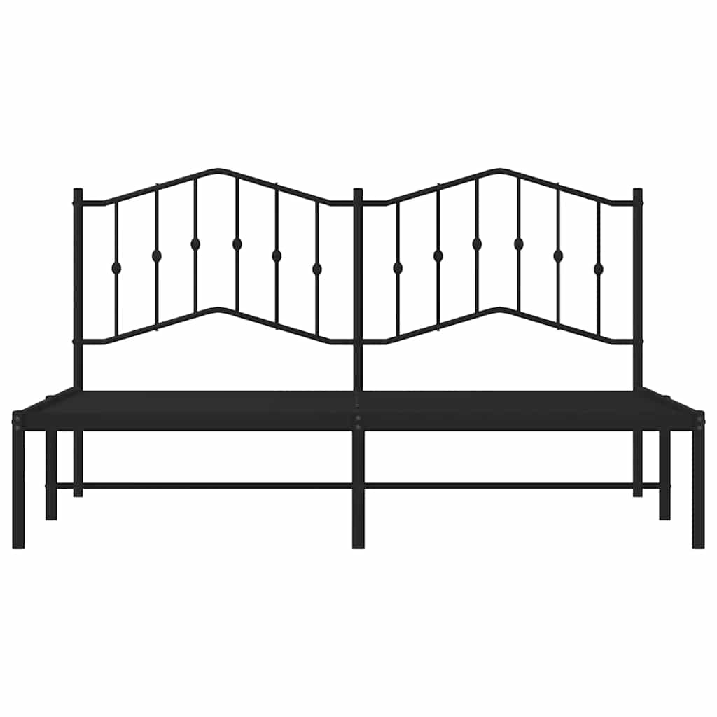 Black Metal Bed Frame with Headboard - Sturdy 183x213cm