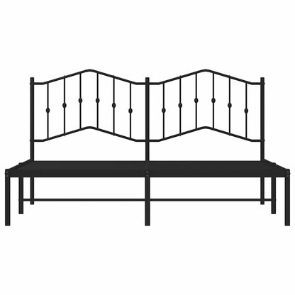 Black Metal Bed Frame with Headboard - Sturdy 183x213cm