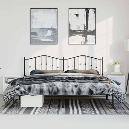 Black Metal Bed Frame with Headboard, 193x203cm, No Mattress Included