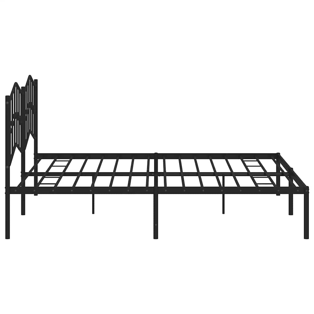 Black Metal Bed Frame with Headboard, 193x203cm, No Mattress Included
