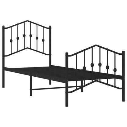 Black Metal Bed Frame with Footboard - 75x190cm, No Mattress Included