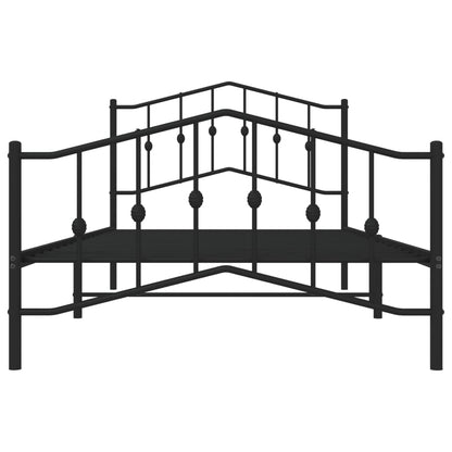Black Metal Bed Frame with Footboard - 107x203cm, No Mattress