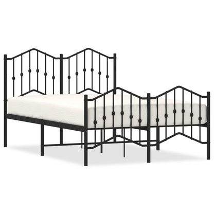 Sleek Black Metal Bed Frame with Footboard - 120x200cm