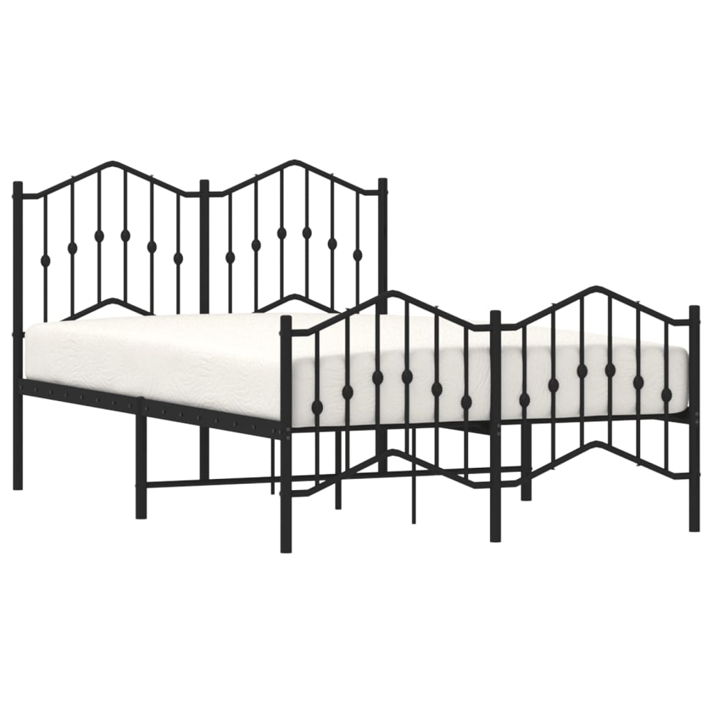 Sleek Black Metal Bed Frame with Footboard - 120x200cm