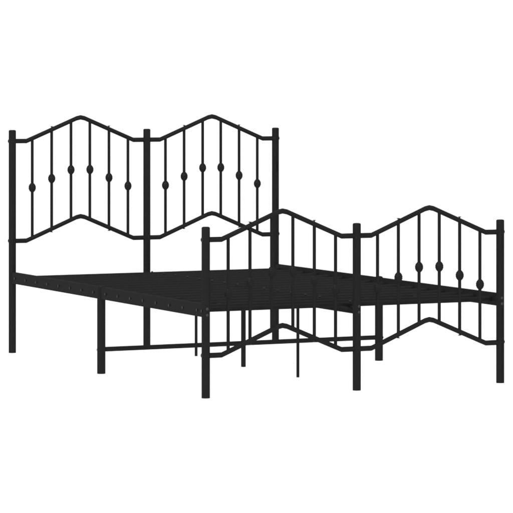 Sleek Black Metal Bed Frame with Footboard - 120x200cm