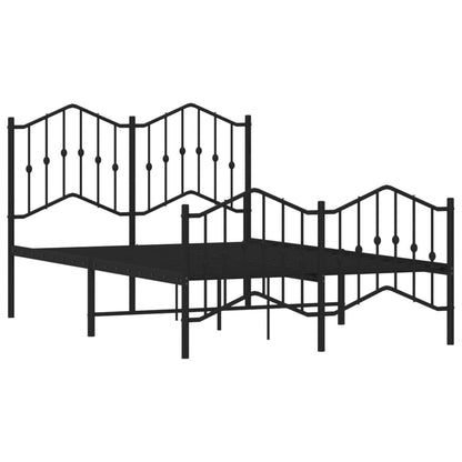 Sleek Black Metal Bed Frame with Footboard - 120x200cm