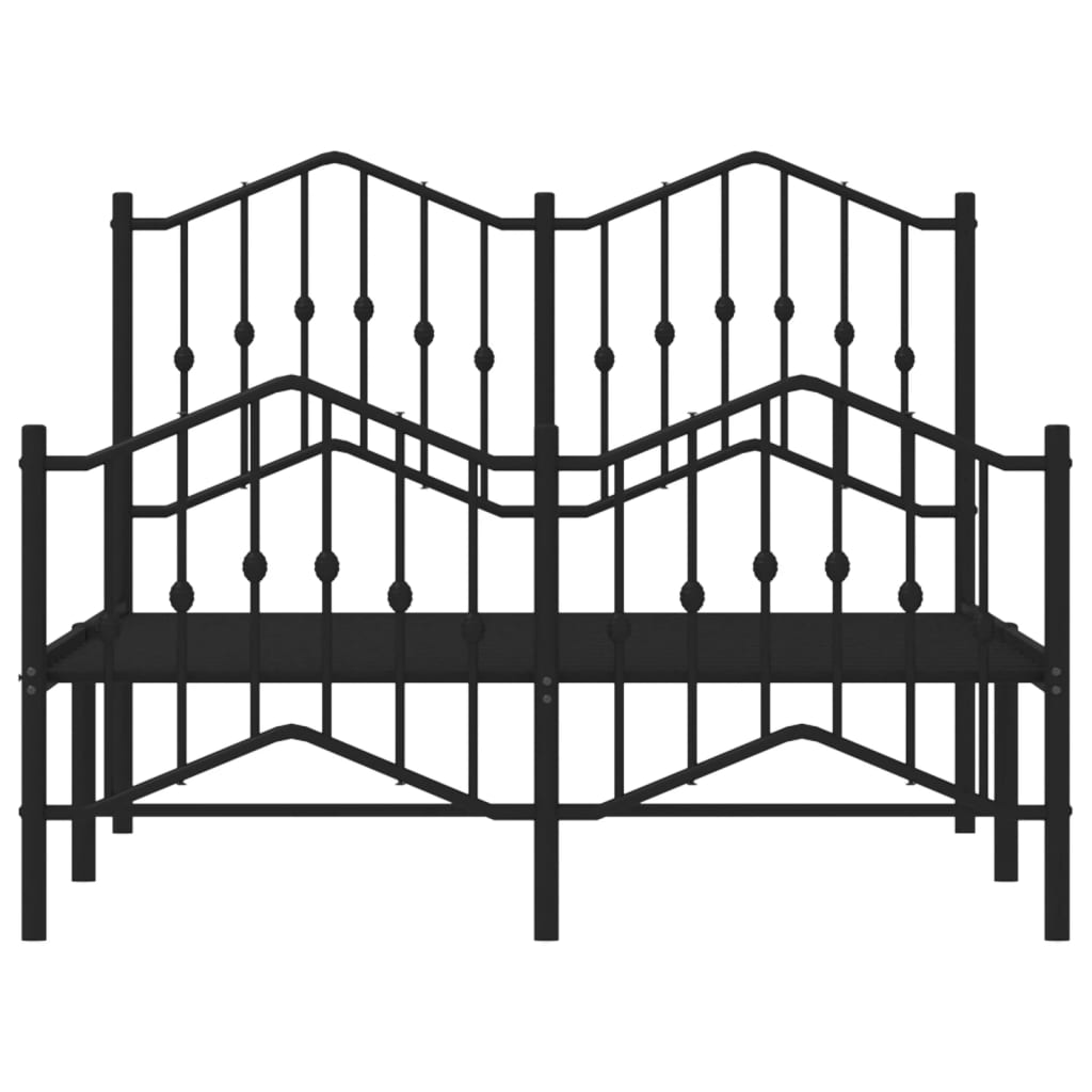 Sleek Black Metal Bed Frame with Footboard - 120x200cm