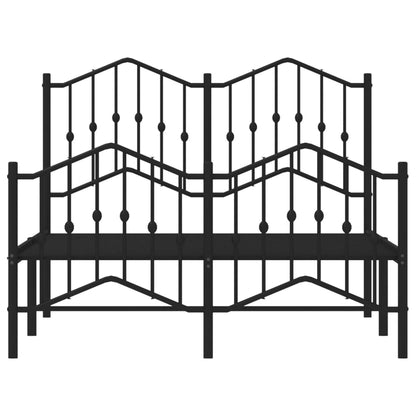 Sleek Black Metal Bed Frame with Footboard - 120x200cm