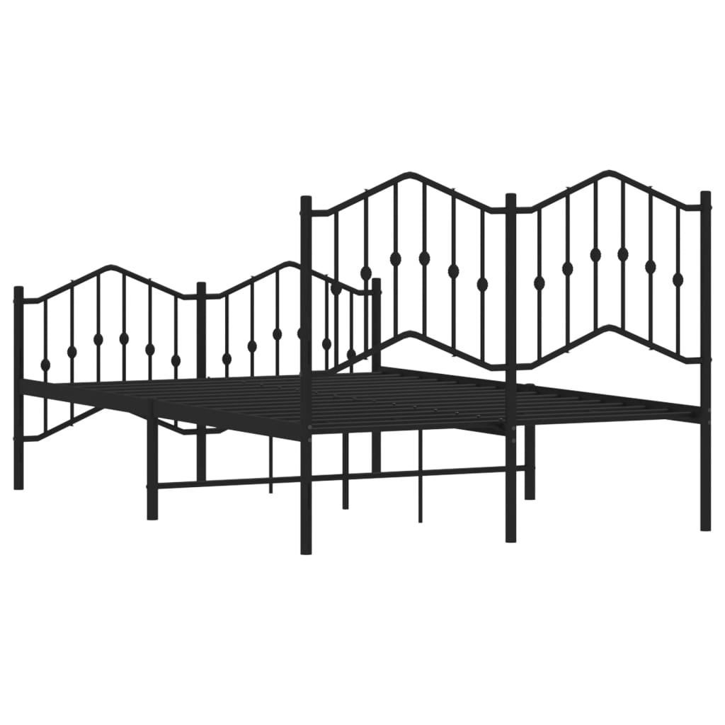 Sleek Black Metal Bed Frame with Footboard - 120x200cm