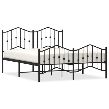 Sleek Black Metal Bed Frame with Footboard - 140x200cm