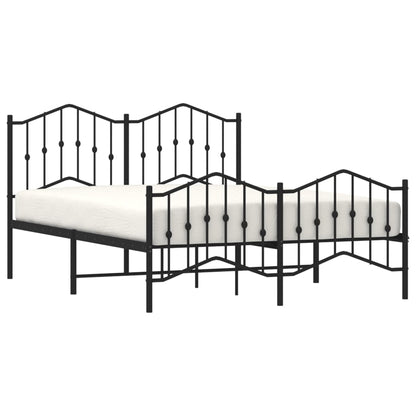 Sleek Black Metal Bed Frame with Footboard - 140x200cm