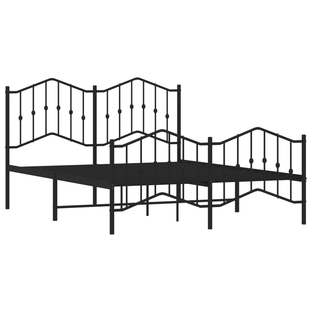 Sleek Black Metal Bed Frame with Footboard - 140x200cm