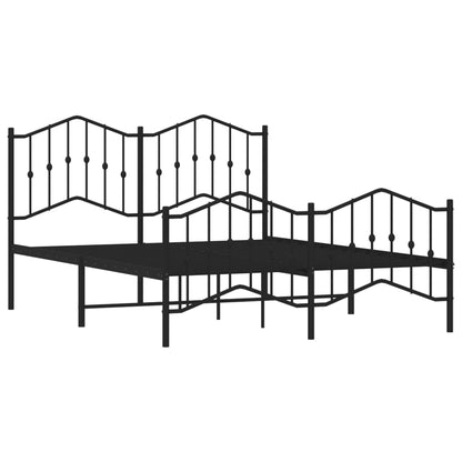 Sleek Black Metal Bed Frame with Footboard - 140x200cm