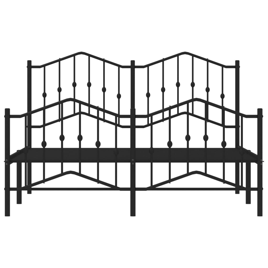 Sleek Black Metal Bed Frame with Footboard - 140x200cm