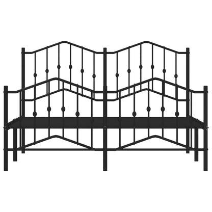 Sleek Black Metal Bed Frame with Footboard - 140x200cm