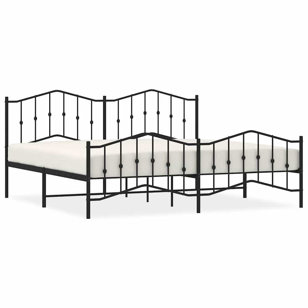 Black Metal Bed Frame with Footboard - 193x203cm