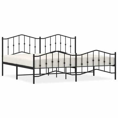 Black Metal Bed Frame with Footboard - 193x203cm