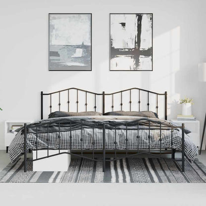 Black Metal Bed Frame with Footboard - 193x203cm