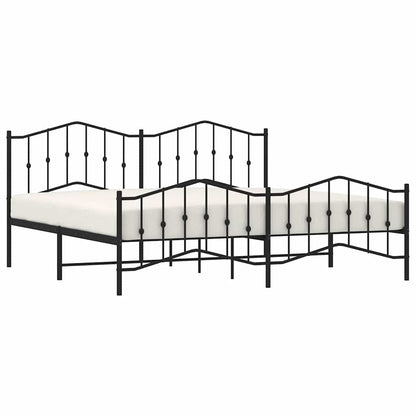 Black Metal Bed Frame with Footboard - 193x203cm