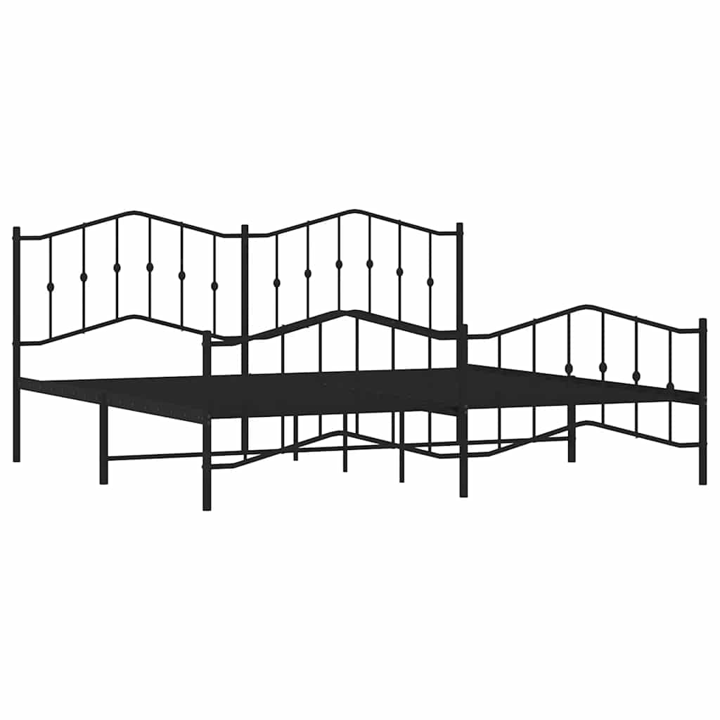 Black Metal Bed Frame with Footboard - 193x203cm