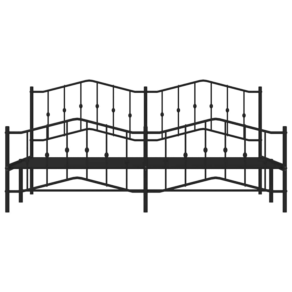 Black Metal Bed Frame with Footboard - 193x203cm