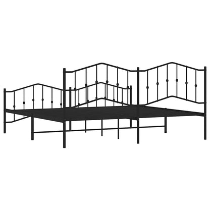 Black Metal Bed Frame with Footboard - 193x203cm