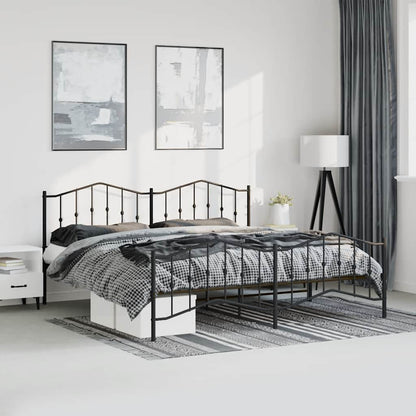Black Metal Bed Frame with Footboard - 193x203cm