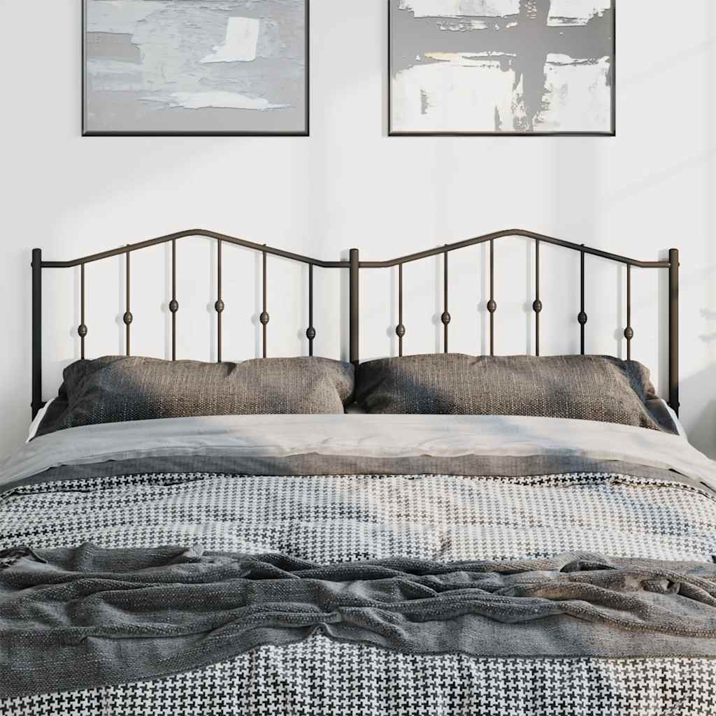 Sleek Black 193 cm Metal Headboard - Modern Bedroom Decor
