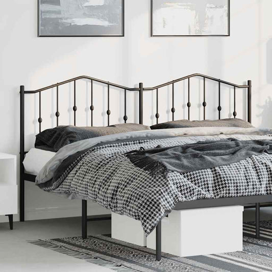Sleek Black 193 cm Metal Headboard - Modern Bedroom Decor