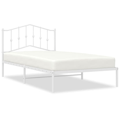 White Metal Bed Frame with Headboard - 107x203cm - No Mattress