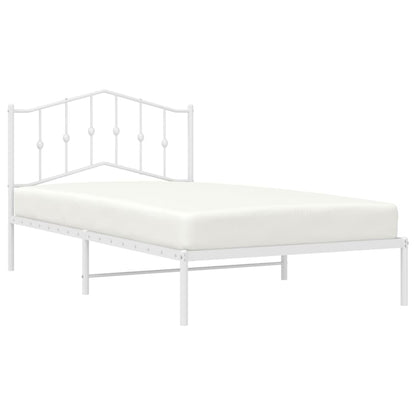 White Metal Bed Frame with Headboard - 107x203cm - No Mattress