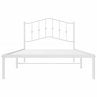 White Metal Bed Frame with Headboard - 107x203cm - No Mattress