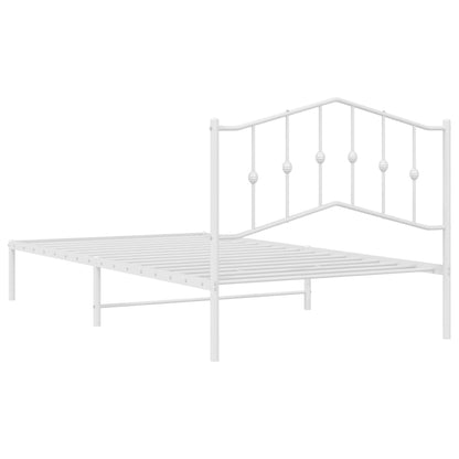 White Metal Bed Frame with Headboard - 107x203cm - No Mattress