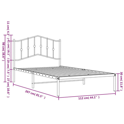 White Metal Bed Frame with Headboard - 107x203cm - No Mattress
