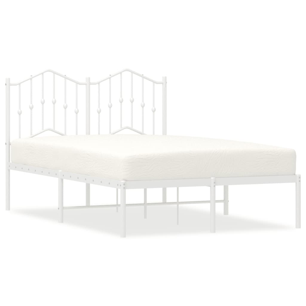 White Metal Bed Frame 120x200cm with Headboard - No Mattress