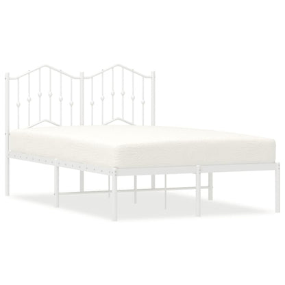 White Metal Bed Frame 120x200cm with Headboard - No Mattress