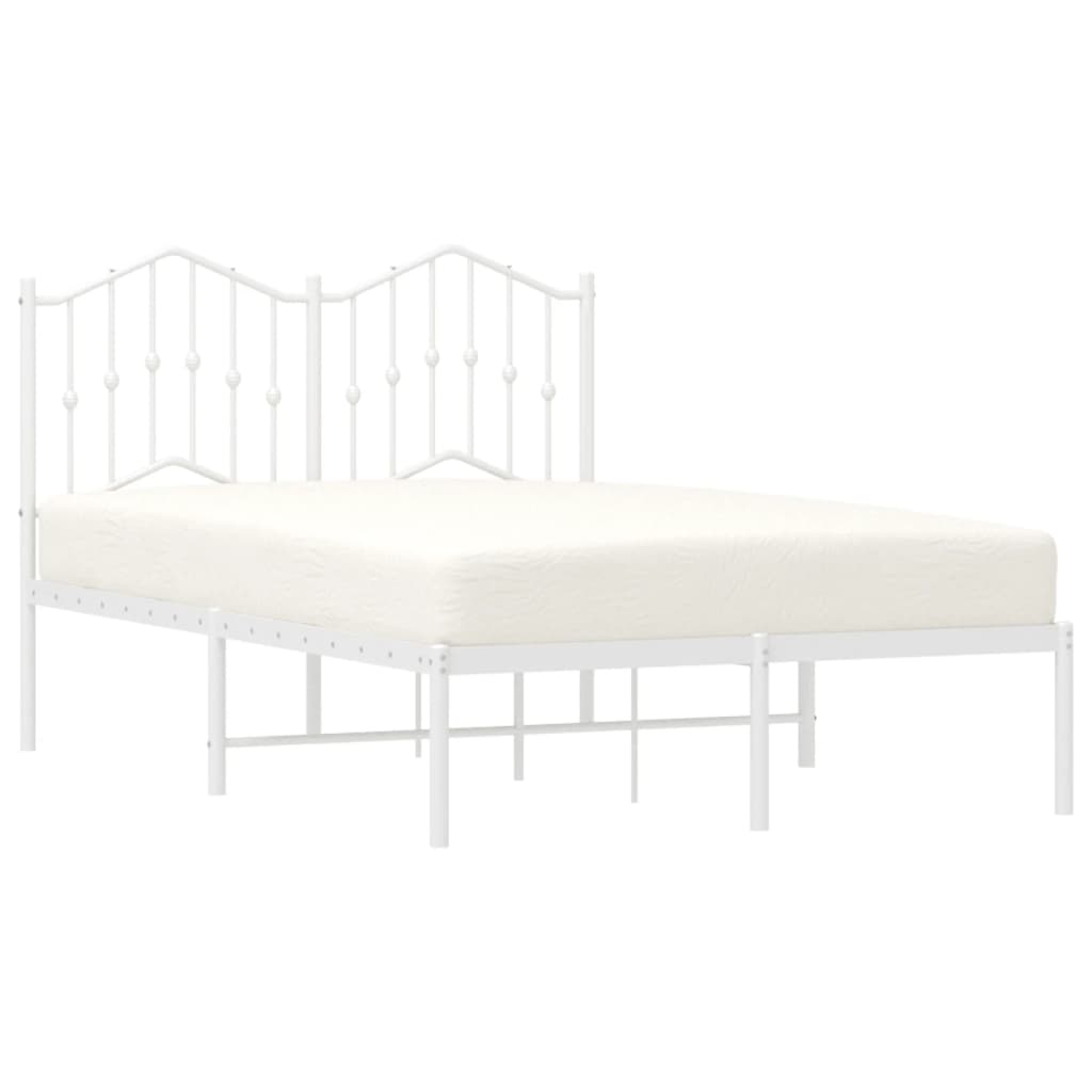 White Metal Bed Frame 120x200cm with Headboard - No Mattress