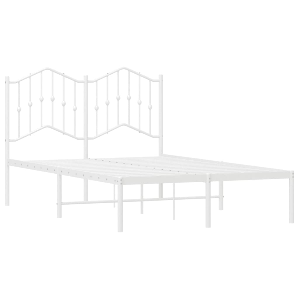 White Metal Bed Frame 120x200cm with Headboard - No Mattress