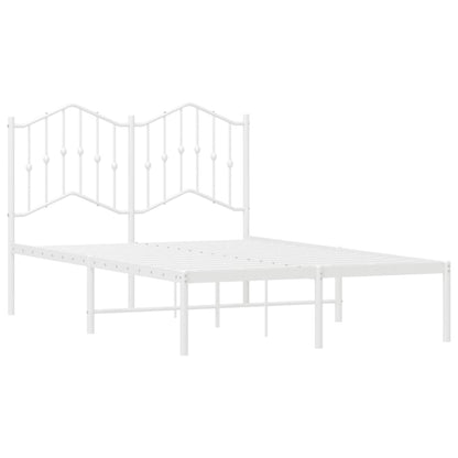 White Metal Bed Frame 120x200cm with Headboard - No Mattress
