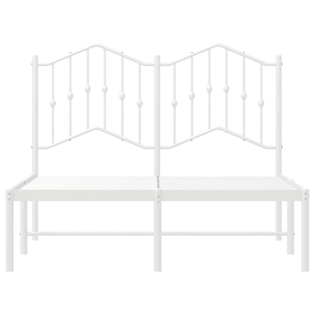 White Metal Bed Frame 120x200cm with Headboard - No Mattress