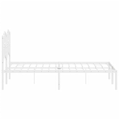 White Metal Bed Frame 120x200cm with Headboard - No Mattress