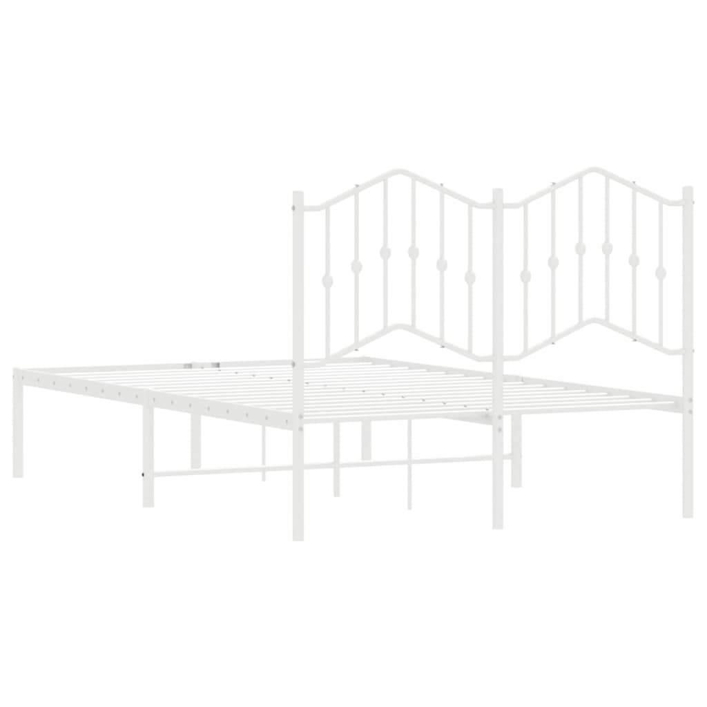 White Metal Bed Frame 120x200cm with Headboard - No Mattress