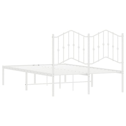 White Metal Bed Frame 120x200cm with Headboard - No Mattress
