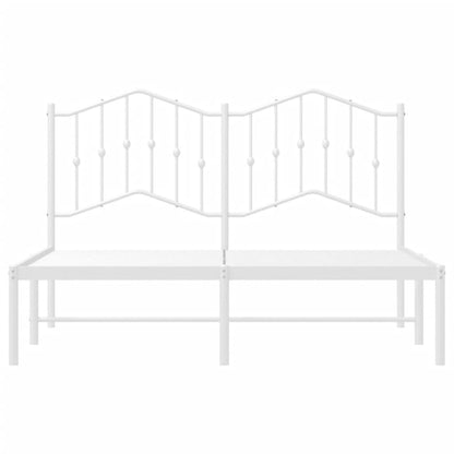 White Metal Bed Frame with Headboard - 140x190cm, No Mattress