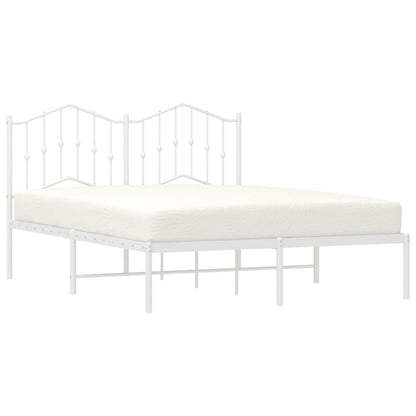 White Metal Bed Frame with Headboard 140x200cm - No Mattress